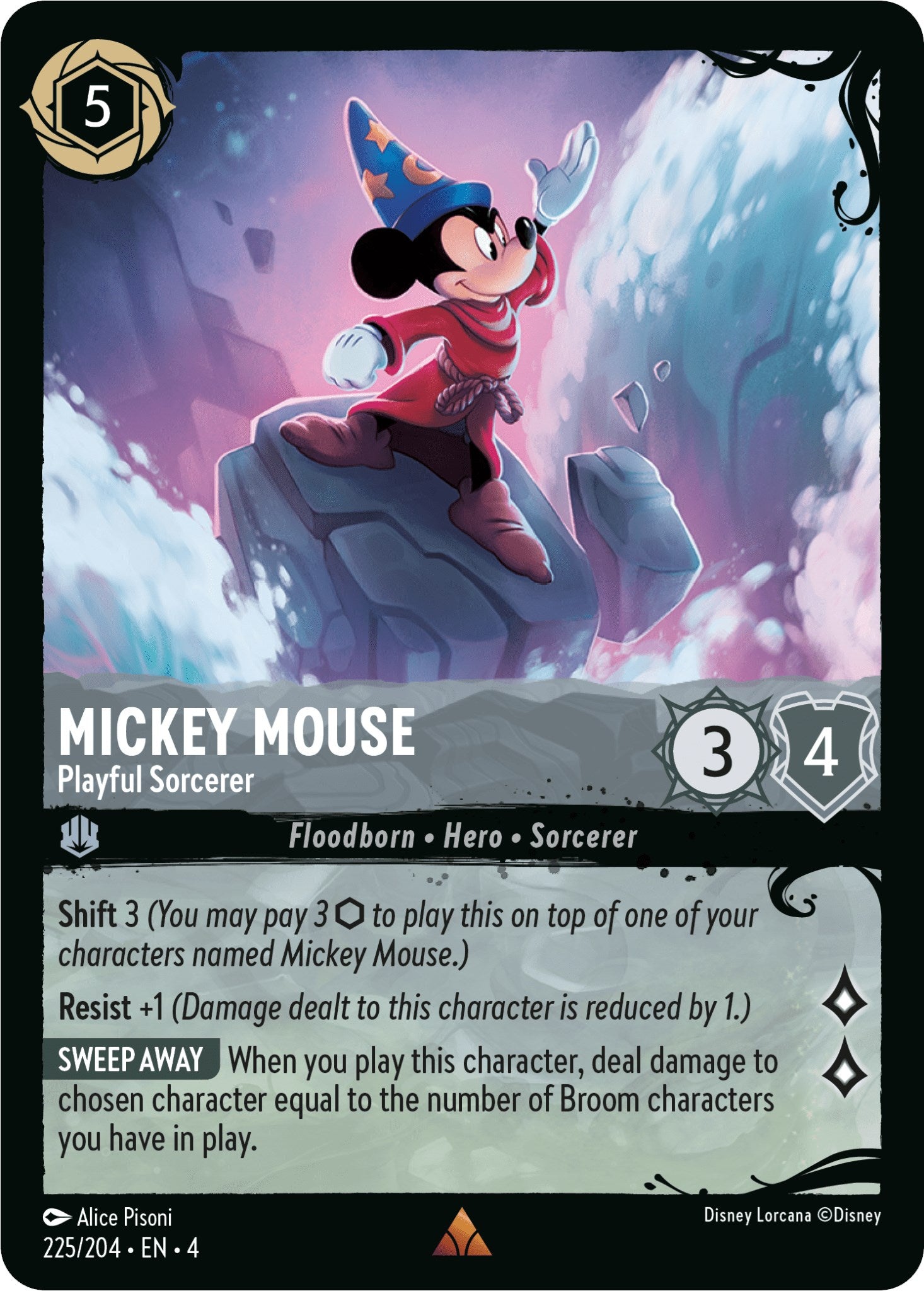 Mickey Mouse - Playful Sorcerer (225/204) (225/204) [Illumineer's Quest: Deep Trouble] Lorcana Single Disney | Red Claw Gaming