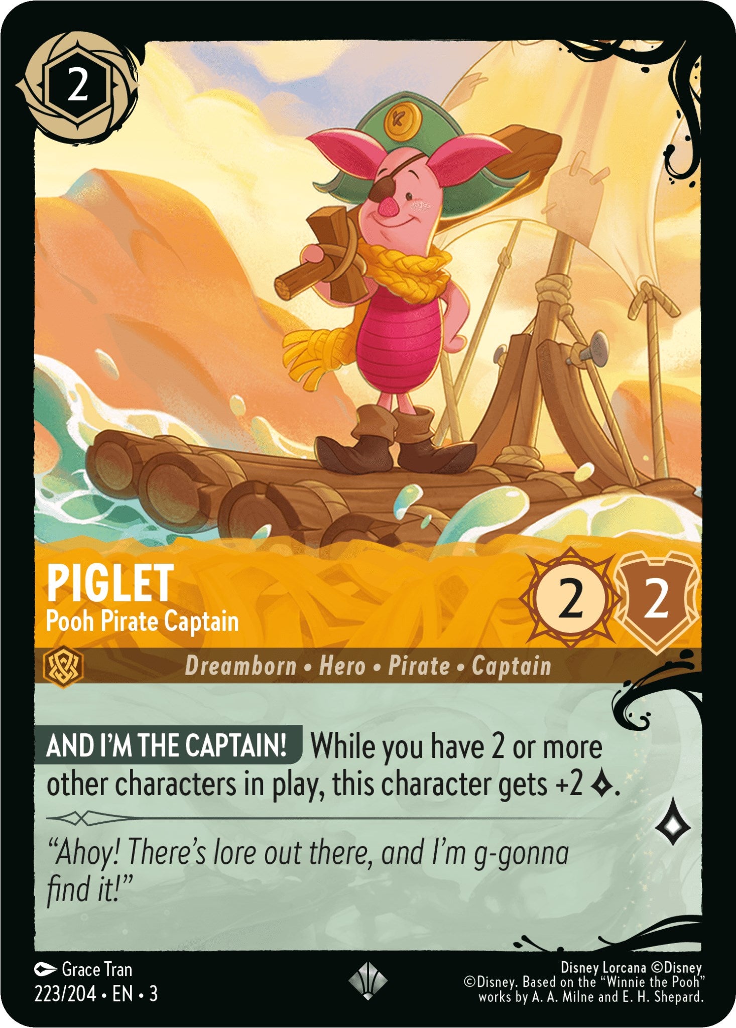 Piglet - Pooh Pirate Captain (223/204) [Ursula's Return] Lorcana Single Disney | Red Claw Gaming