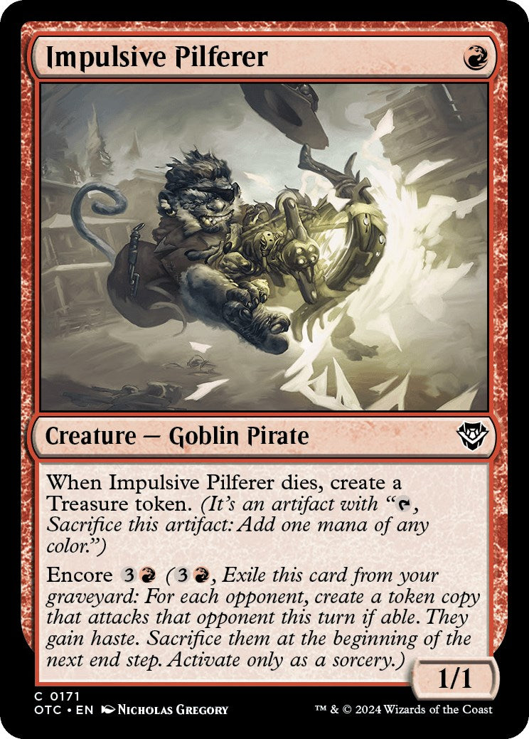 Impulsive Pilferer [Outlaws of Thunder Junction Commander] MTG Single Magic: The Gathering | Red Claw Gaming