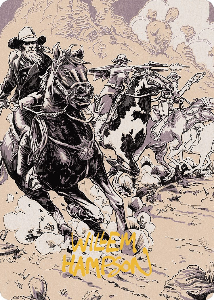 Overwhelming Forces Art Card (Gold-Stamped Signature) [Outlaws of Thunder Junction Art Series] MTG Single Magic: The Gathering | Red Claw Gaming