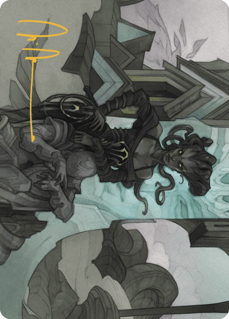 Vraska Joins Up Art Card (Gold-Stamped Signature) [Outlaws of Thunder Junction Art Series] MTG Single Magic: The Gathering    | Red Claw Gaming