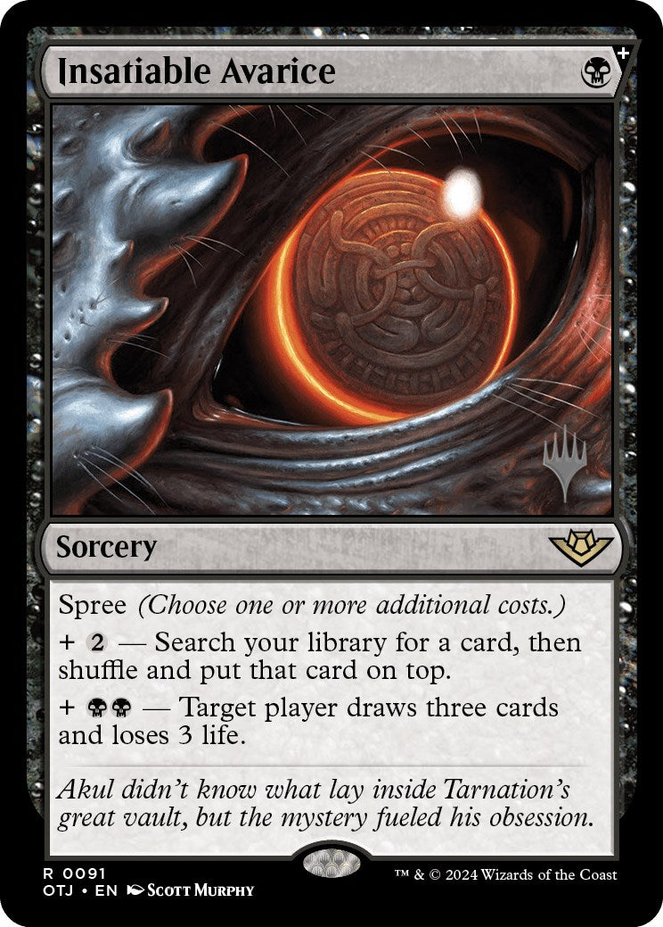 Insatiable Avarice (Promo Pack) [Outlaws of Thunder Junction Promos] MTG Single Magic: The Gathering | Red Claw Gaming