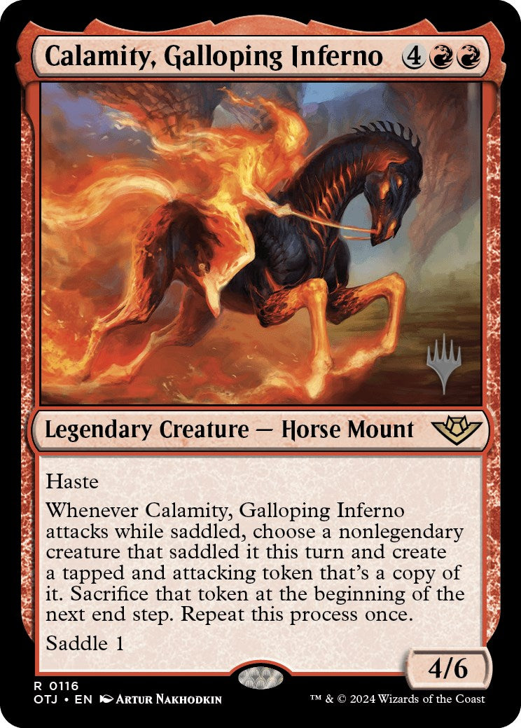 Calamity, Galloping Inferno (Promo Pack) [Outlaws of Thunder Junction Promos] MTG Single Magic: The Gathering | Red Claw Gaming