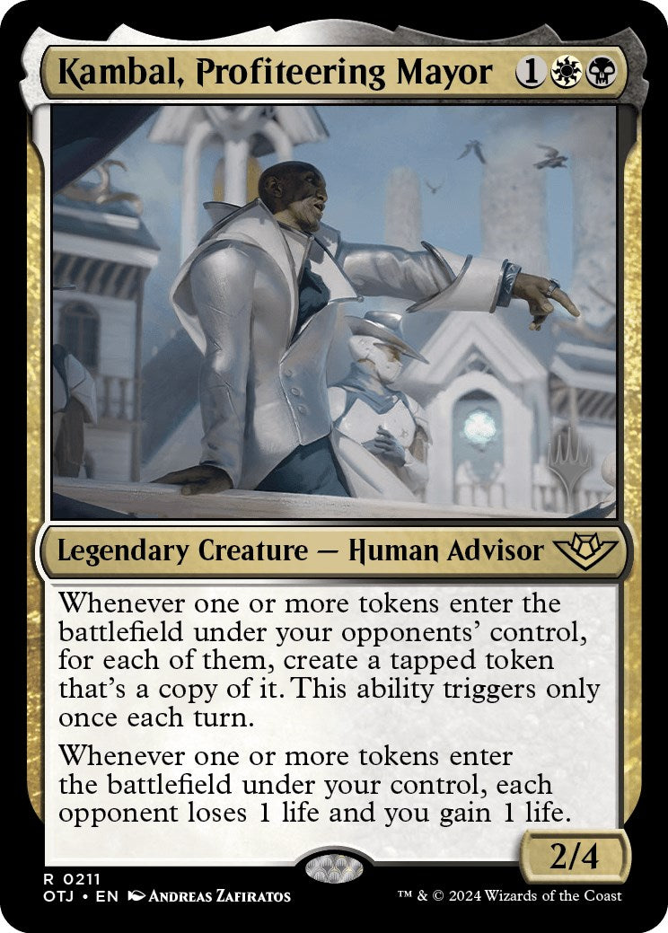 Kambal, Profiteering Mayor (Promo Pack) [Outlaws of Thunder Junction Promos] MTG Single Magic: The Gathering    | Red Claw Gaming