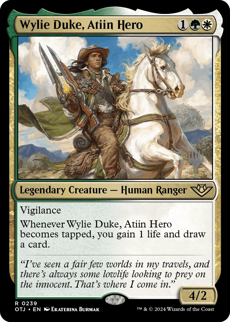 Wylie Duke, Atiin Hero (Promo Pack) [Outlaws of Thunder Junction Promos] MTG Single Magic: The Gathering | Red Claw Gaming