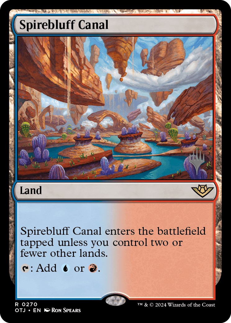 Spirebluff Canal (Promo Pack) [Outlaws of Thunder Junction Promos] MTG Single Magic: The Gathering | Red Claw Gaming