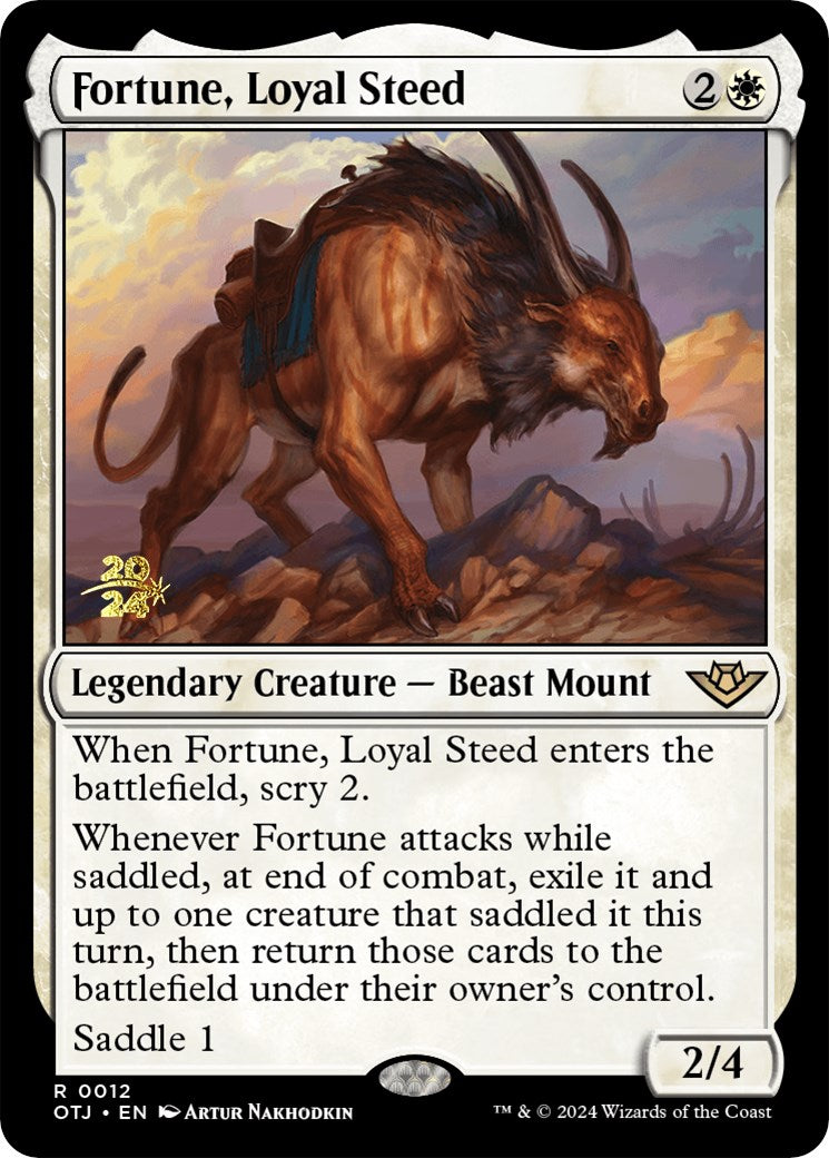 Fortune, Loyal Steed [Outlaws of Thunder Junction Prerelease Promos] MTG Single Magic: The Gathering    | Red Claw Gaming