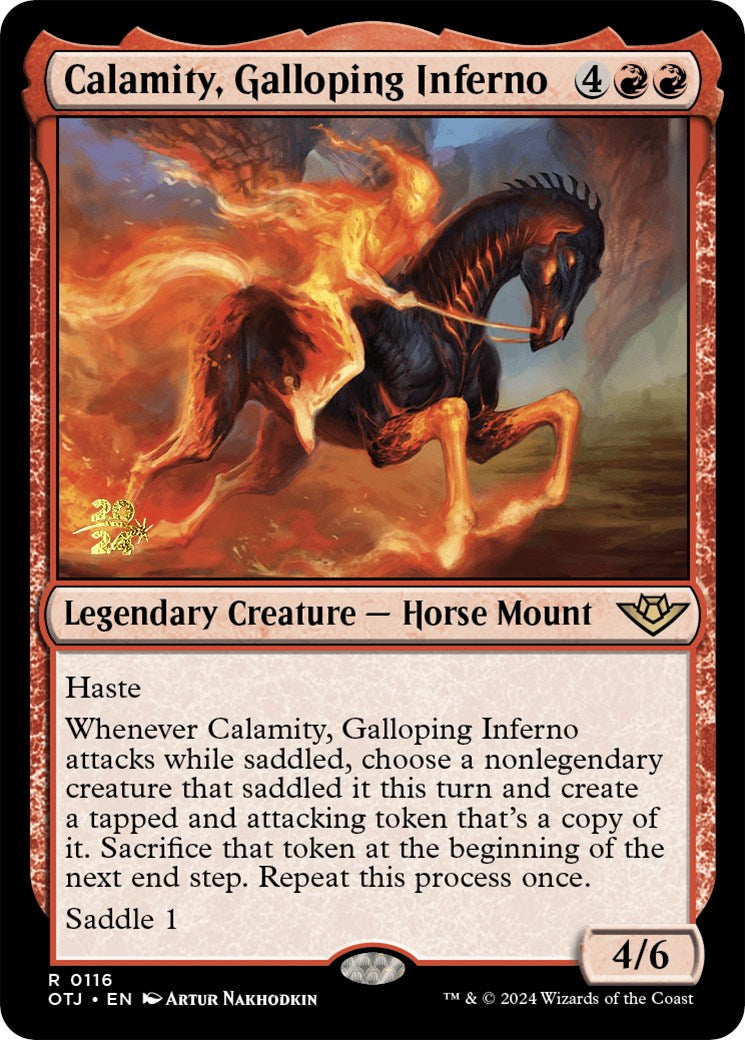 Calamity, Galloping Inferno [Outlaws of Thunder Junction Prerelease Promos] MTG Single Magic: The Gathering    | Red Claw Gaming