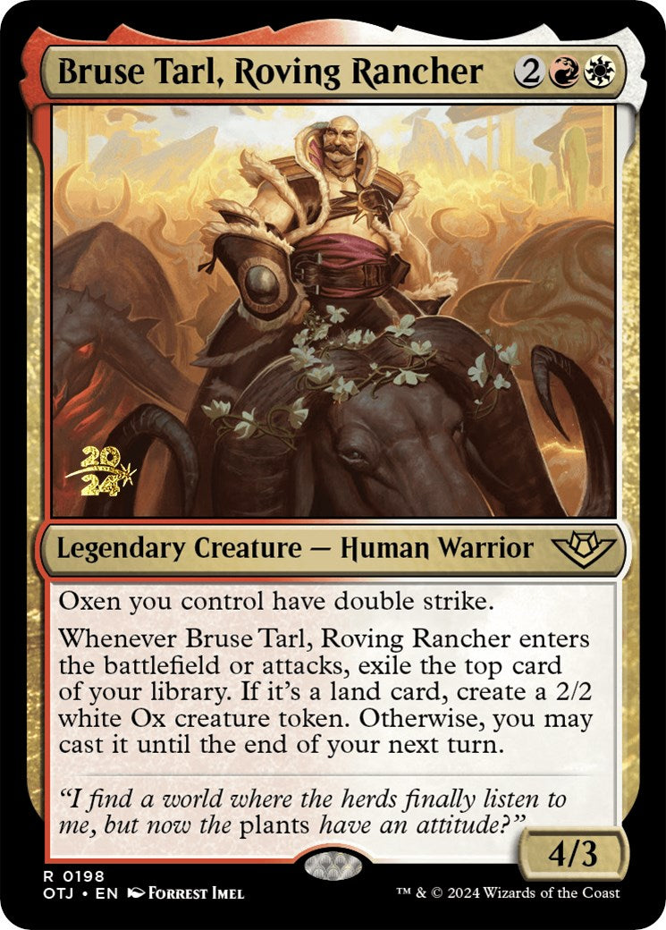 Bruse Tarl, Roving Rancher [Outlaws of Thunder Junction Prerelease Promos] MTG Single Magic: The Gathering    | Red Claw Gaming