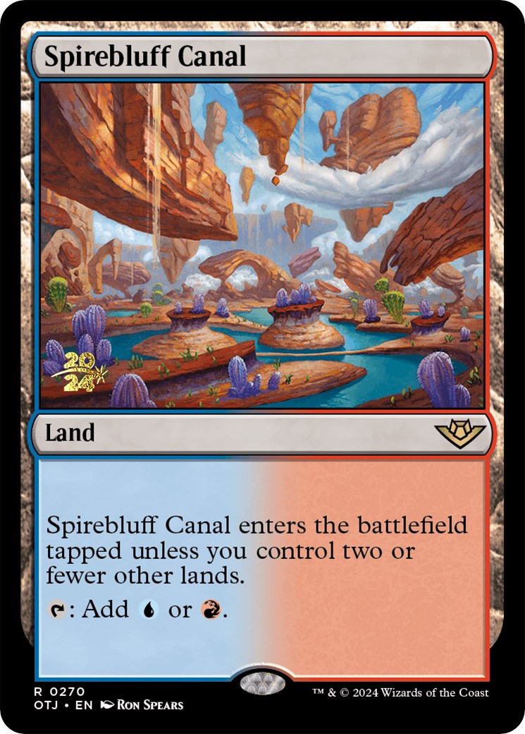Spirebluff Canal (OTJ) [Outlaws of Thunder Junction Prerelease Promos] MTG Single Magic: The Gathering    | Red Claw Gaming