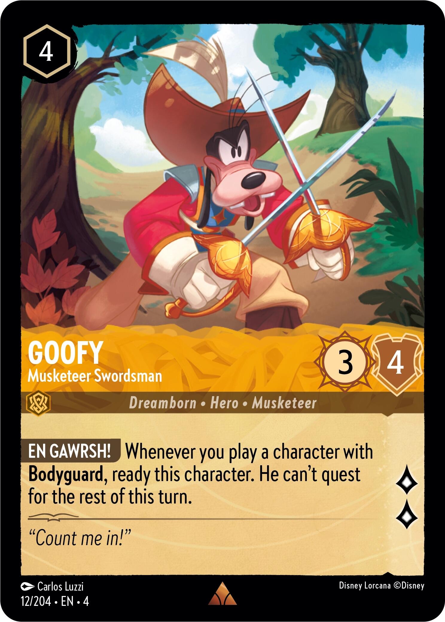 Goofy - Musketeer Swordsman (12/204) [Ursula's Return] Lorcana Single Disney | Red Claw Gaming