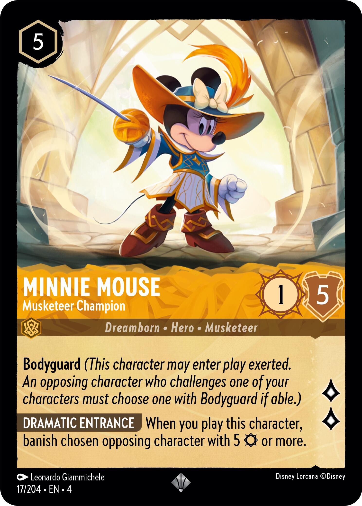 Minnie Mouse - Musketeer Champion (17/204) [Ursula's Return] Lorcana Single Disney | Red Claw Gaming
