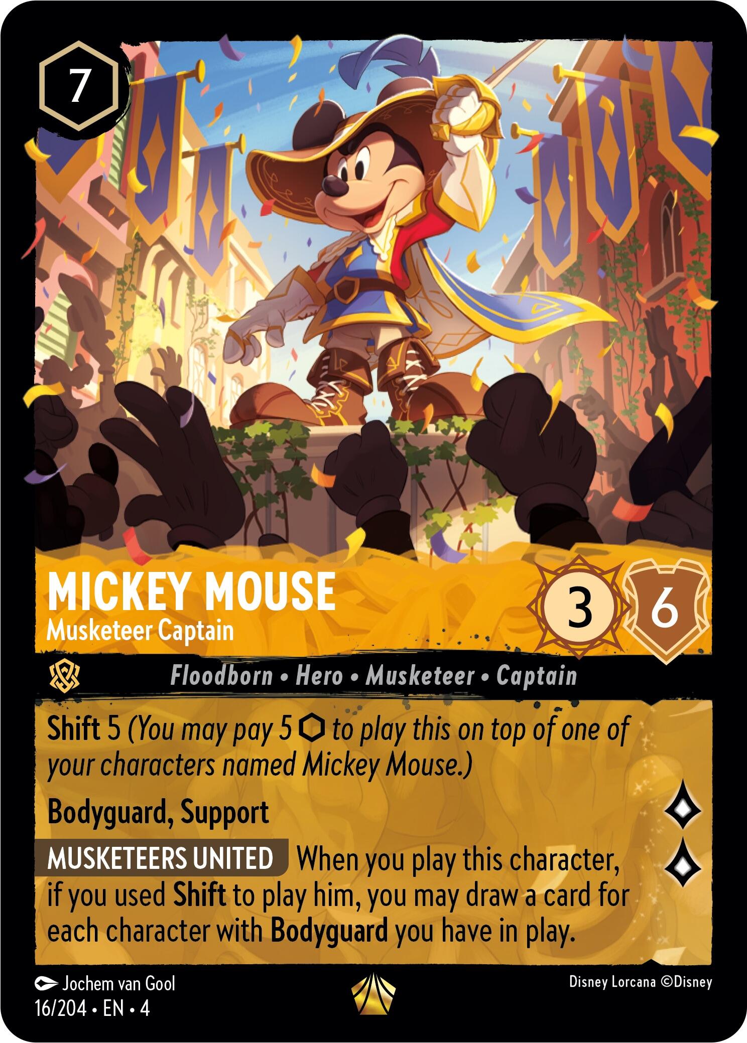 Mickey Mouse - Musketeer Captain (16/204) [Ursula's Return] Lorcana Single Disney | Red Claw Gaming