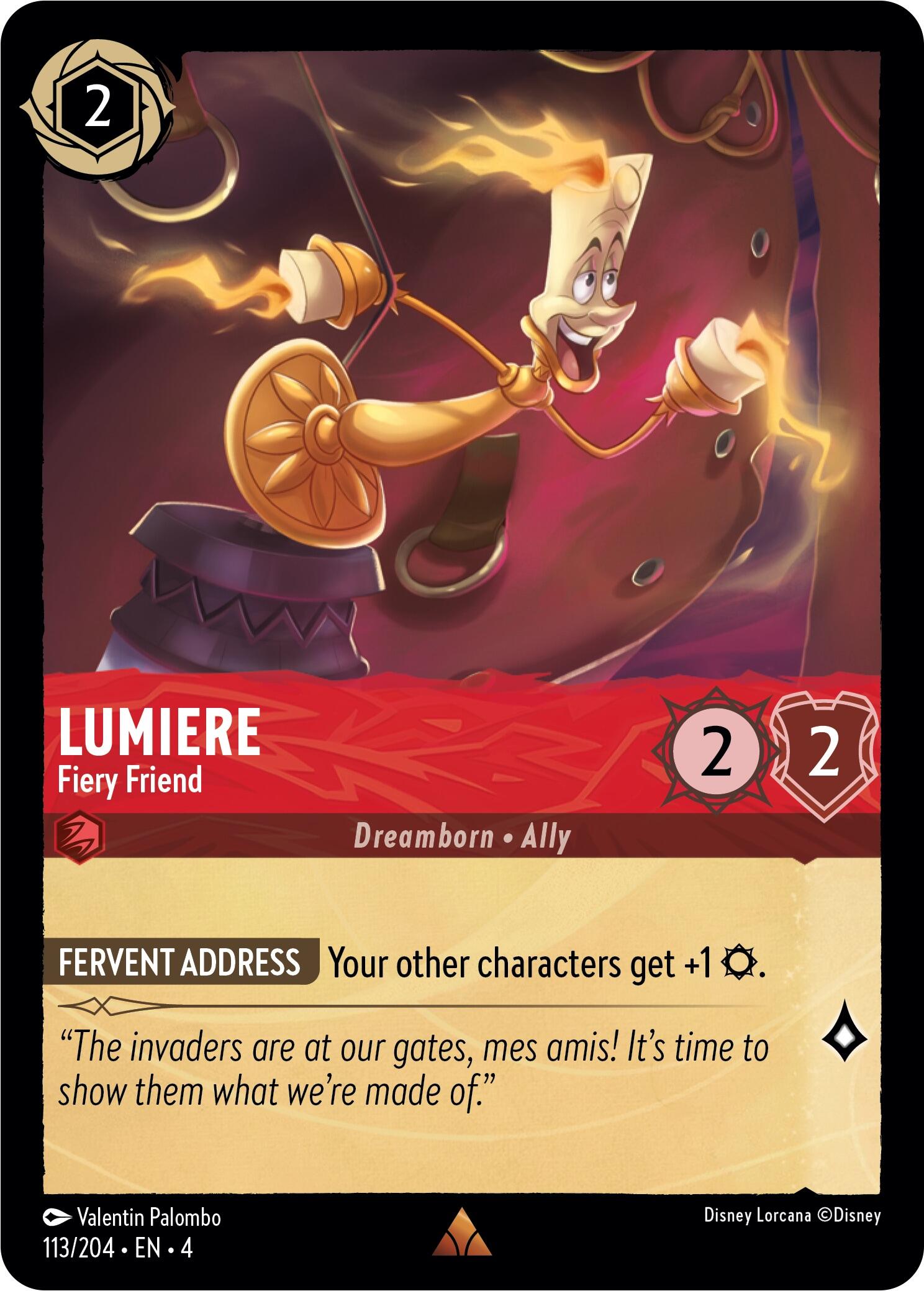 Lumiere - Fiery Friend (113/204) [Ursula's Return] Lorcana Single Disney | Red Claw Gaming
