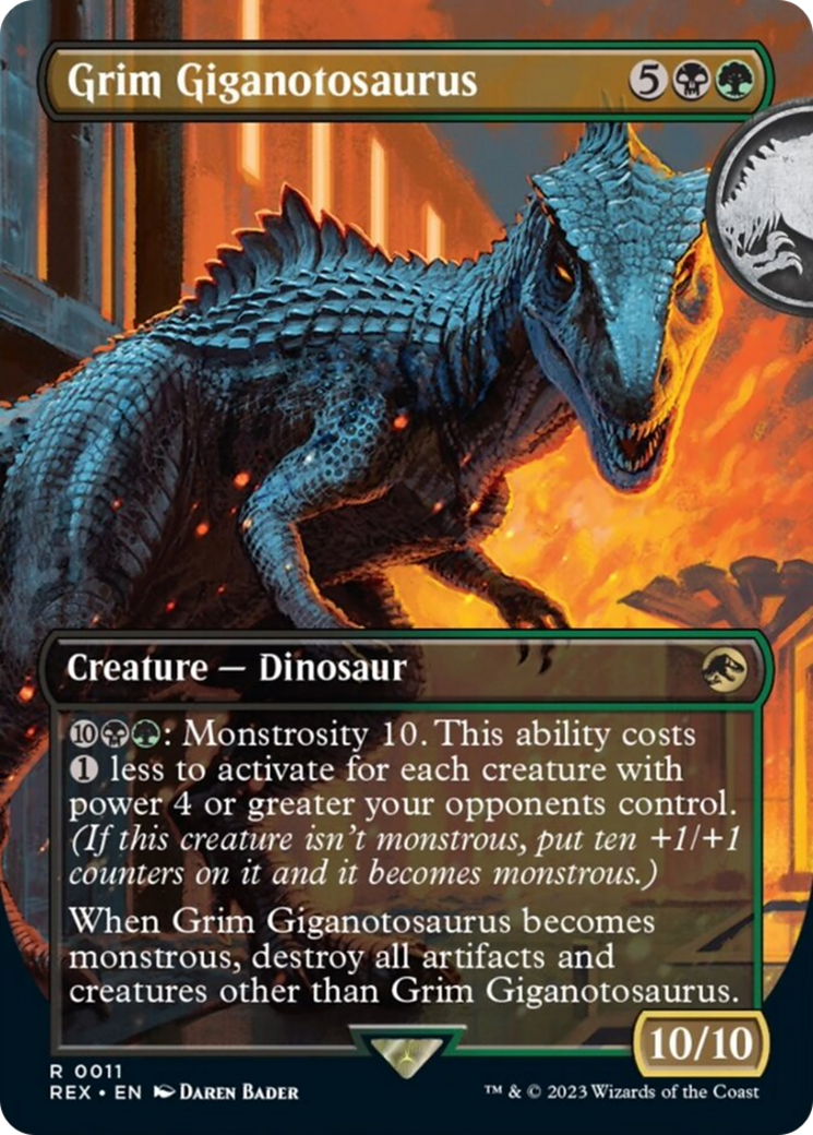 Grim Giganotosaurus (Borderless) [Jurassic World Collection] MTG Single Magic: The Gathering | Red Claw Gaming