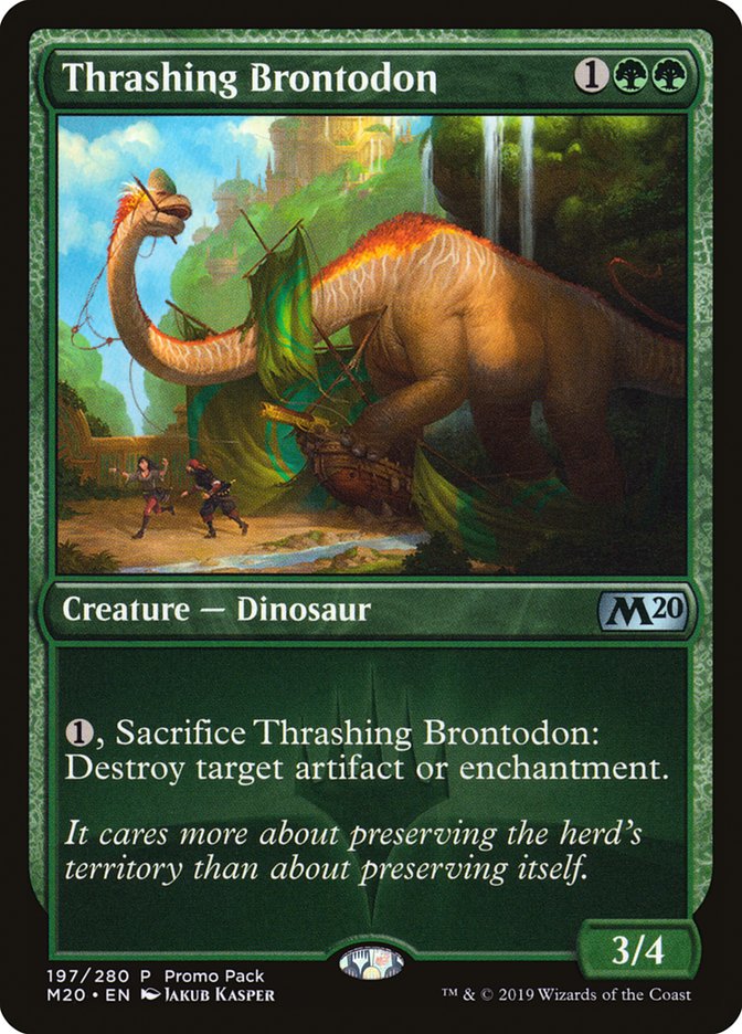 Thrashing Brontodon (Promo Pack) [Core Set 2020 Promos] MTG Single Magic: The Gathering | Red Claw Gaming