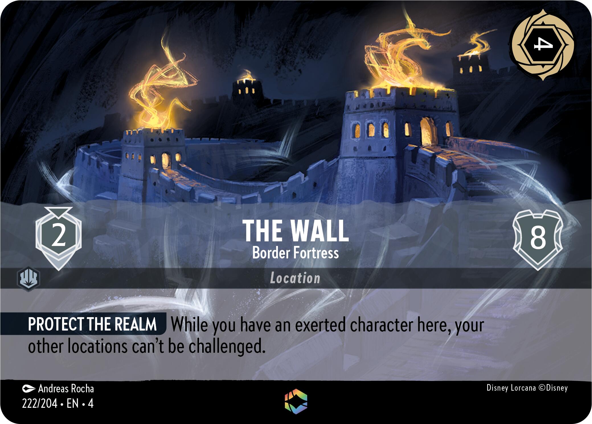 The Wall - Border Fortress (Enchanted) (222/204) [Ursula's Return] Lorcana Single Disney | Red Claw Gaming