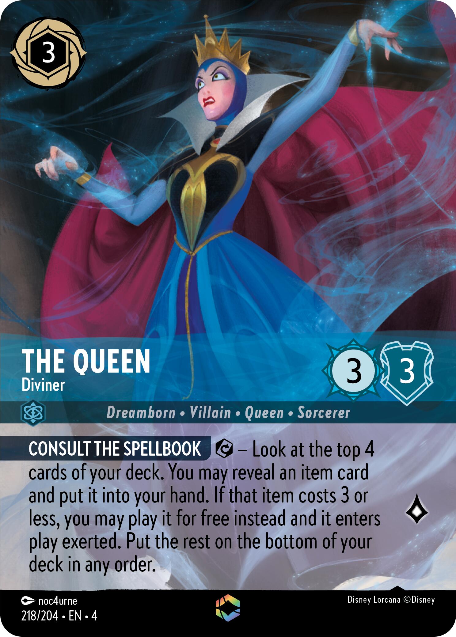 The Queen - Diviner (Enchanted) (218/204) [Ursula's Return] Lorcana Single Disney | Red Claw Gaming