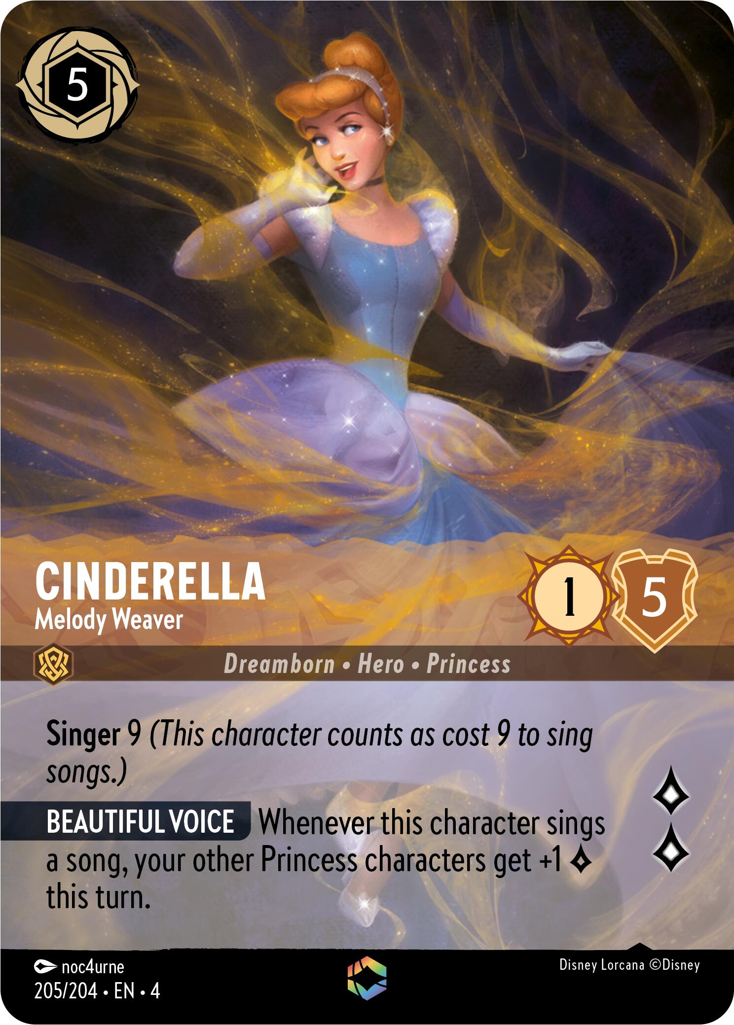 Cinderella - Melody Weaver (Enchanted) (205/204) [Ursula's Return] Lorcana Single Disney | Red Claw Gaming