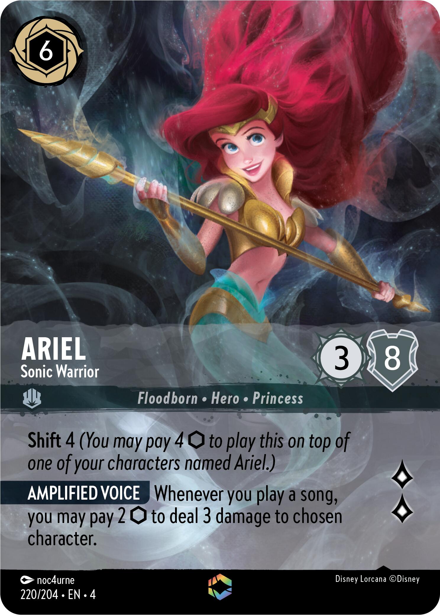 Ariel - Sonic Warrior (Enchanted) (220/204) [Ursula's Return] Lorcana Single Disney | Red Claw Gaming