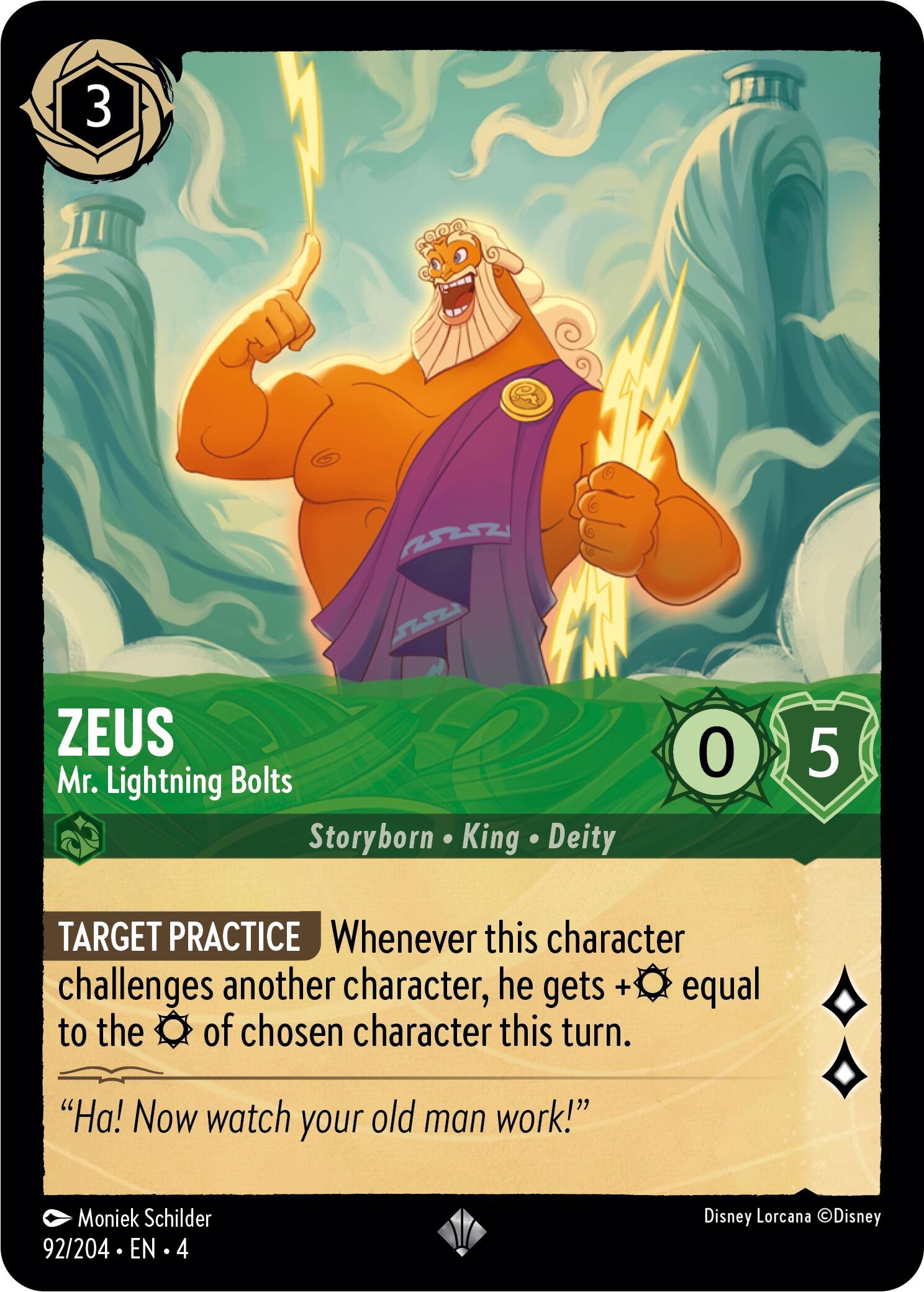 Zeus - Mr. Lightning Bolts (92/204) [Ursula's Return] Lorcana Single Disney | Red Claw Gaming