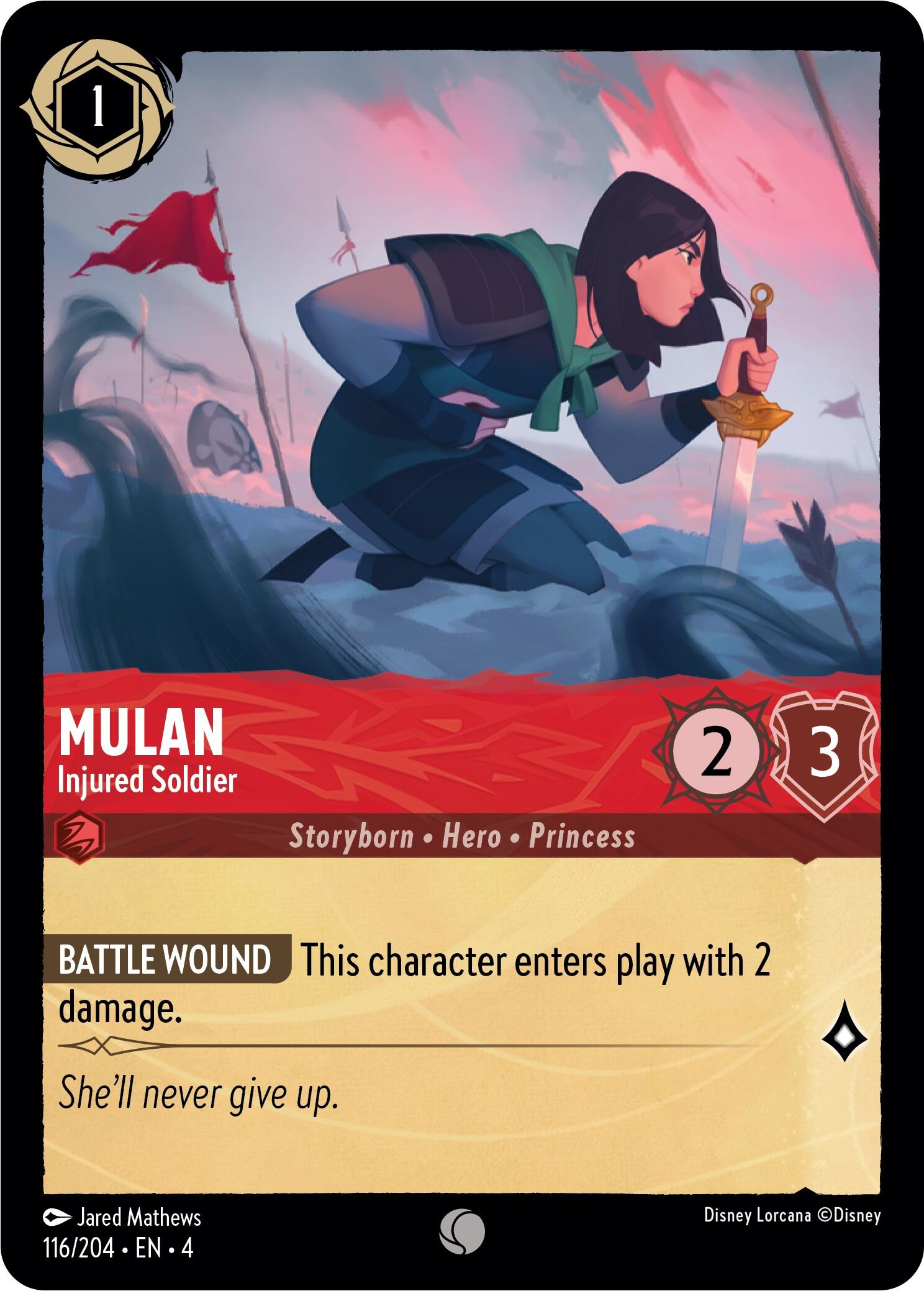Mulan - Injured Soldier (116/204) [Ursula's Return] Lorcana Single Disney | Red Claw Gaming