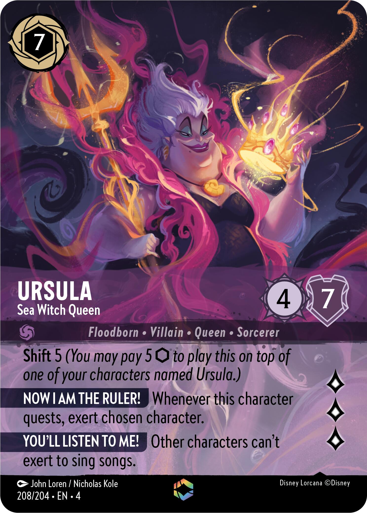 Ursula - Sea Witch Queen (Enchanted) (208/204) [Ursula's Return] Lorcana Single Disney | Red Claw Gaming