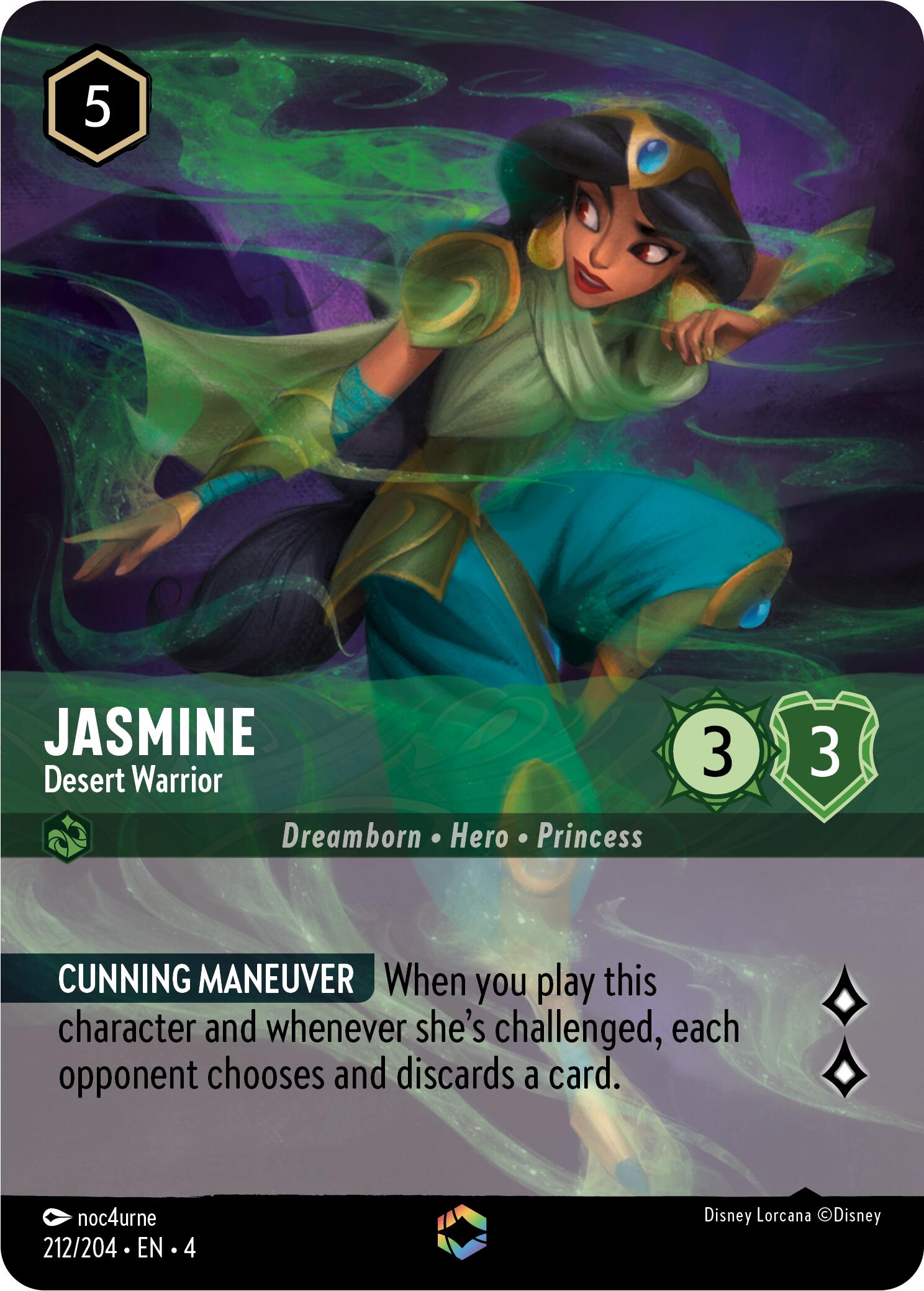 Jasmine - Desert Warrior (Enchanted) (212/204) [Ursula's Return] Lorcana Single Disney | Red Claw Gaming