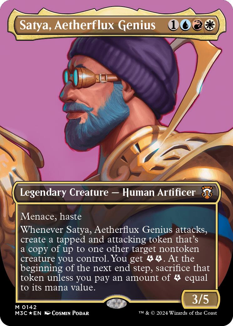 Satya, Aetherflux Genius (Borderless) (Ripple Foil) [Modern Horizons 3 Commander] MTG Single Magic: The Gathering | Red Claw Gaming