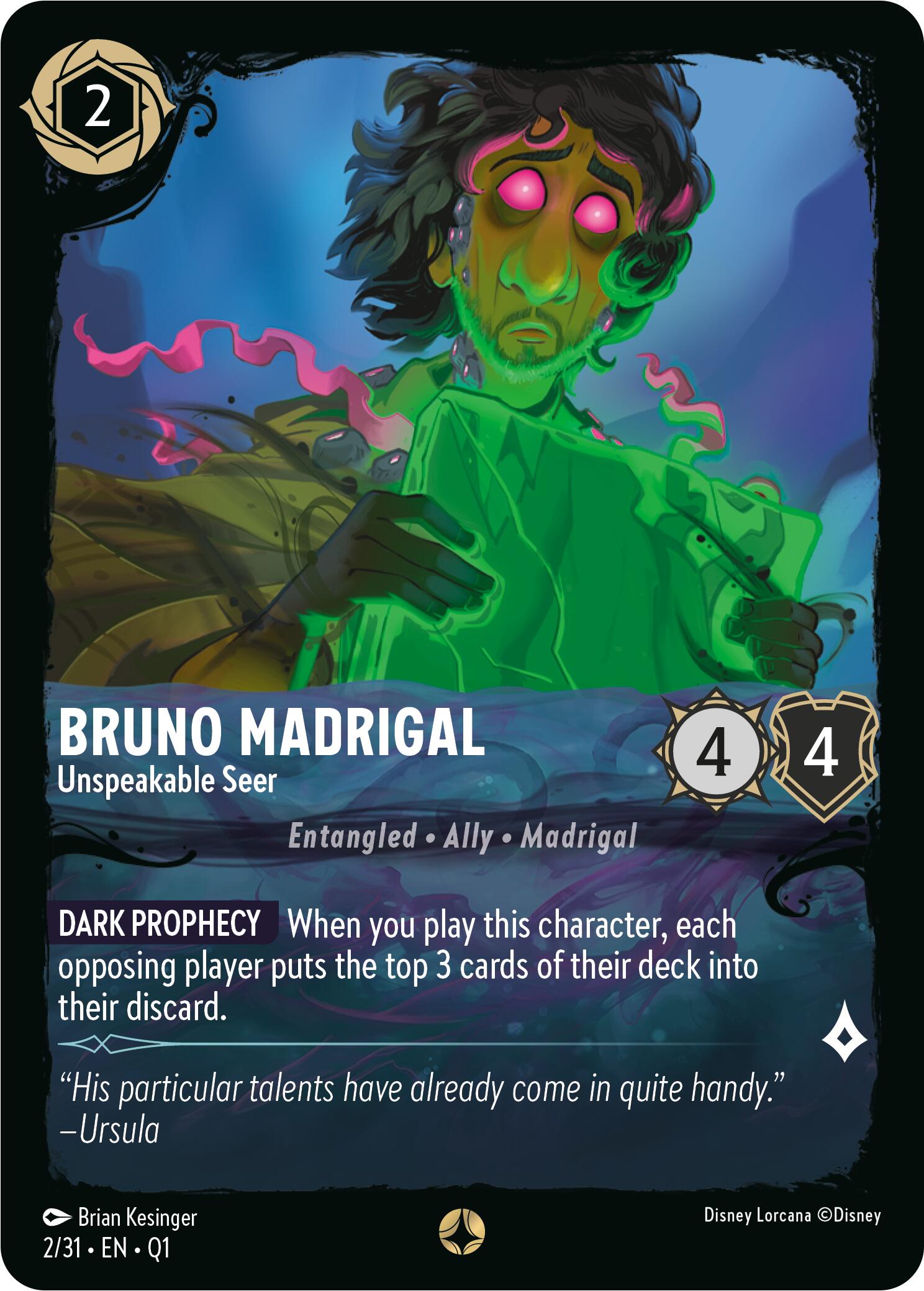 Bruno Madrigal - Unspeakable Seer (2/31) [Illumineer's Quest: Deep Trouble] Lorcana Single Disney | Red Claw Gaming