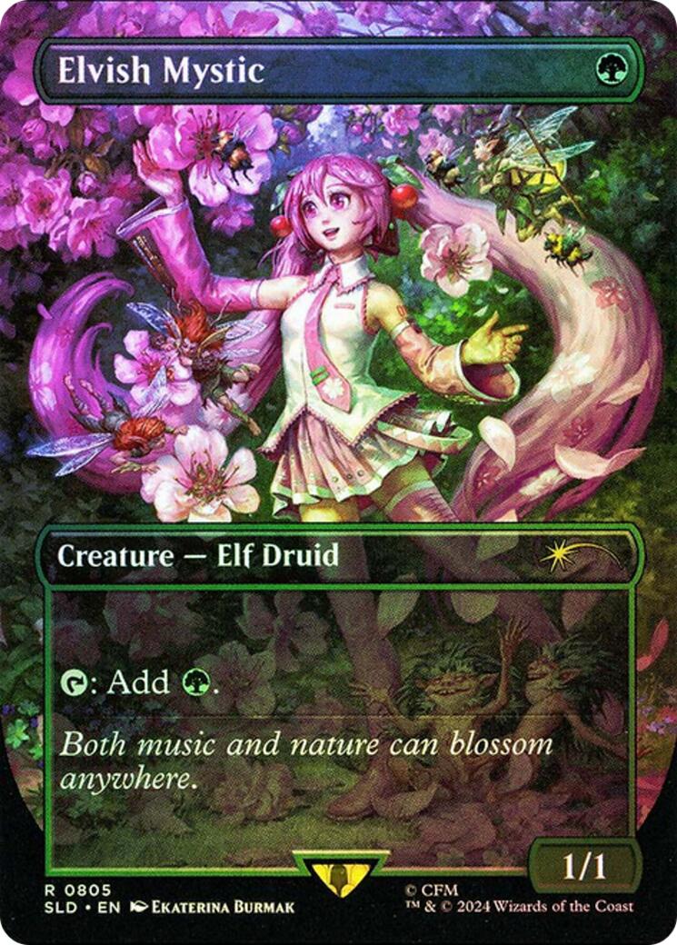 Elvish Mystic (0805 - Japanese Rainbow Foil) [Secret Lair Drop Series] MTG Single Magic: The Gathering | Red Claw Gaming