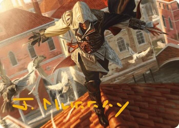Ezio, Blade of Vengeance Art Card (Gold-Stamped Signature) [Assassin's Creed Art Series] MTG Single Magic: The Gathering | Red Claw Gaming