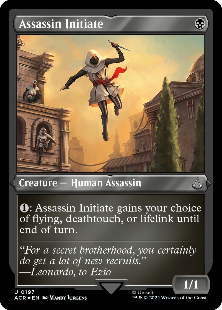 Assassin Initiate (Foil Etched) [Assassin's Creed] MTG Single Magic: The Gathering | Red Claw Gaming