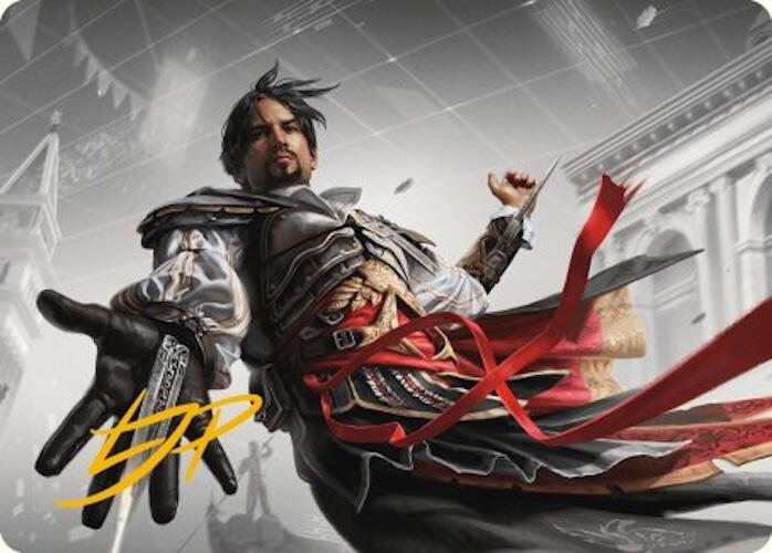 Ezio Auditore da Firenze Art Card (Gold-Stamped Signature) [Assassin's Creed Art Series] MTG Single Magic: The Gathering | Red Claw Gaming
