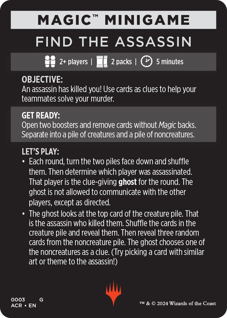 Find The Assassin (Magic Minigame) [Assassin's Creed Minigame] MTG Single Magic: The Gathering    | Red Claw Gaming