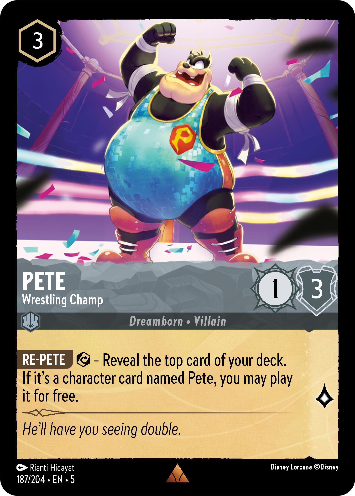 Pete - Wrestling Champ (187/204) [Shimmering Skies] Lorcana Single Disney    | Red Claw Gaming
