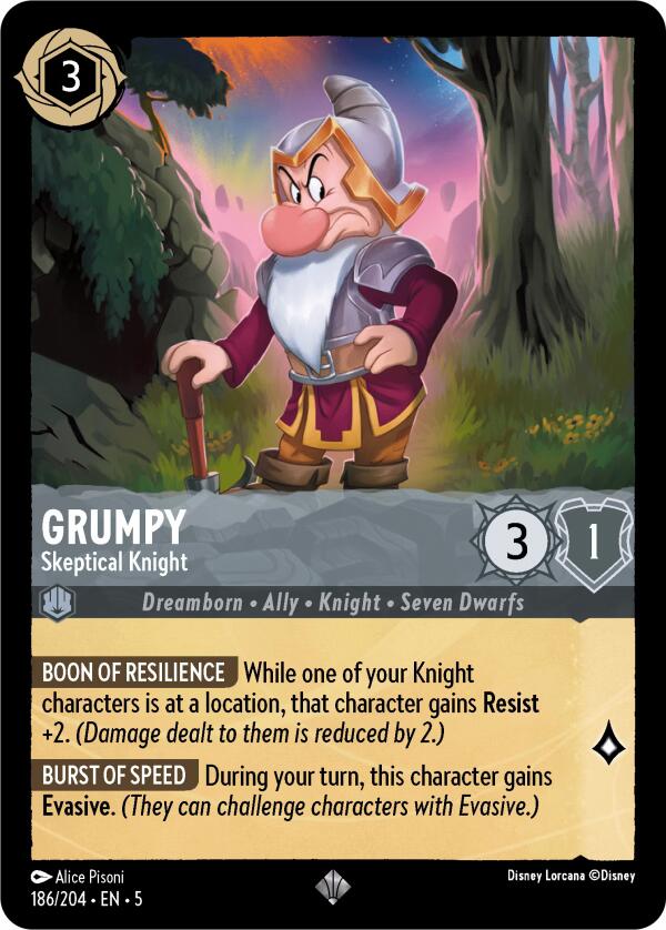 Grumpy - Skeptical Knight (186/204) [Shimmering Skies] Lorcana Single Disney    | Red Claw Gaming
