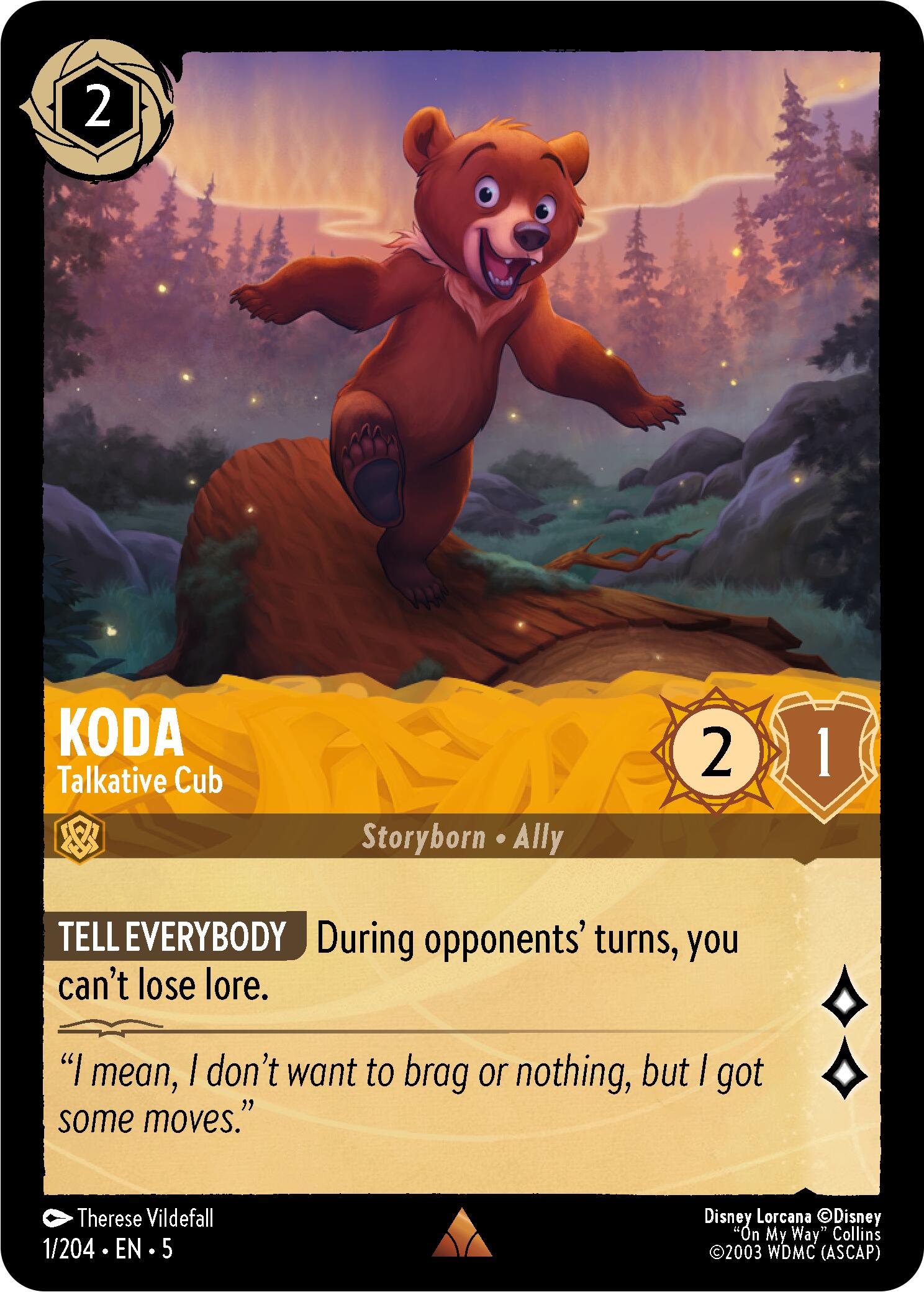 Koda - Talkative Cub (1/204) [Shimmering Skies] Lorcana Single Disney    | Red Claw Gaming