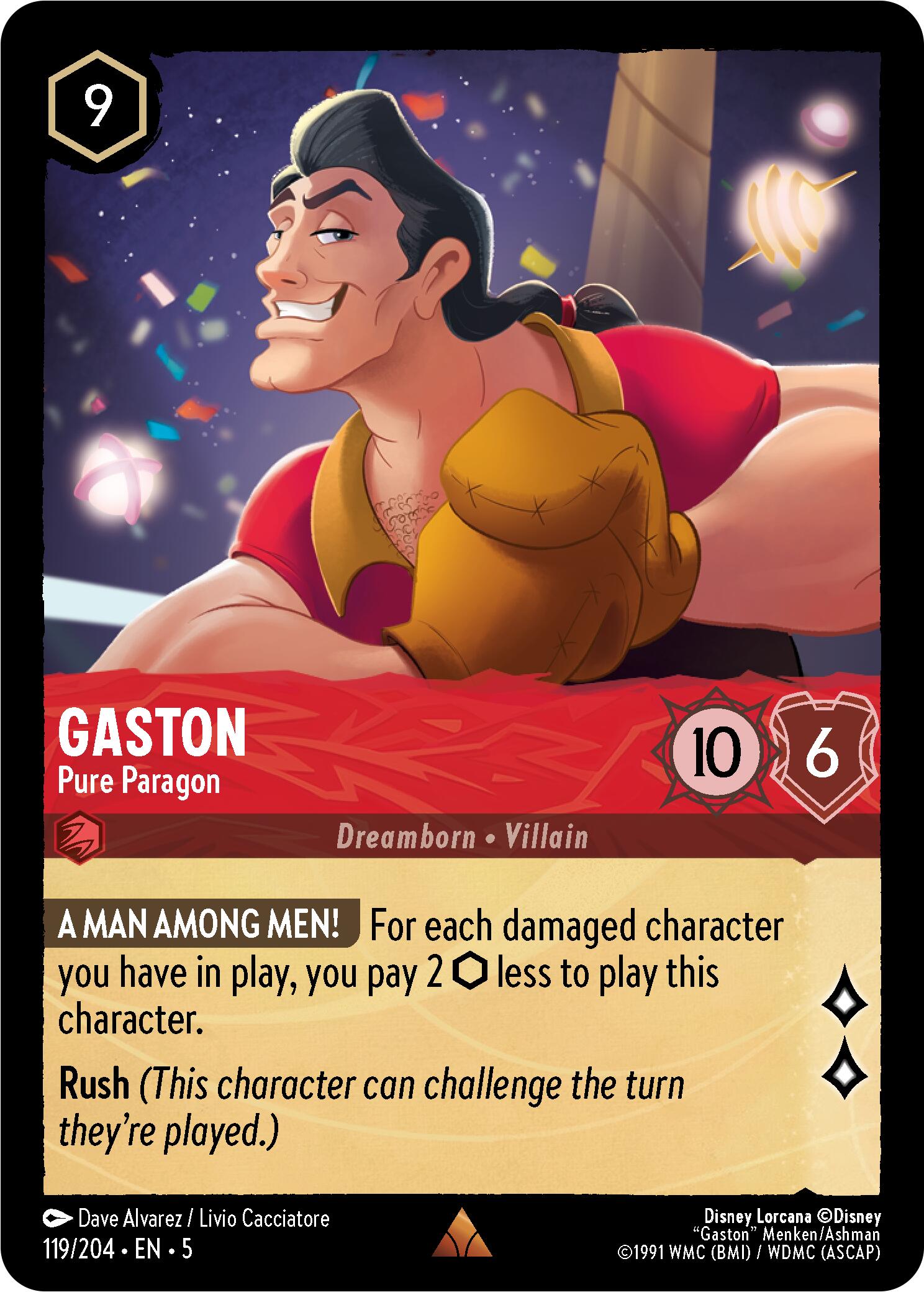 Gaston - Pure Paragon (119/204) [Shimmering Skies] Lorcana Single Disney    | Red Claw Gaming