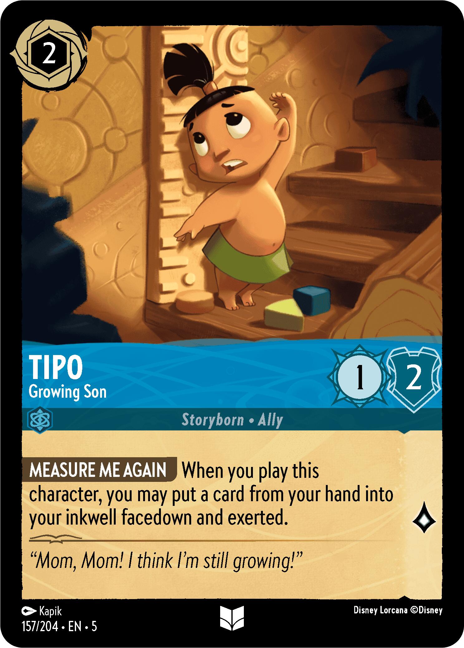 Tipo - Growing Son (157/204) [Shimmering Skies] Lorcana Single Disney    | Red Claw Gaming