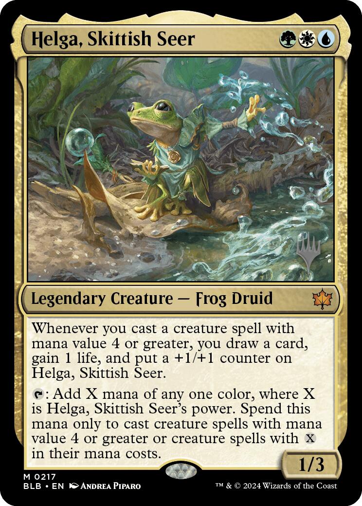 Helga, Skittish Seer (Promo Pack) [Bloomburrow Promos] MTG Single Magic: The Gathering | Red Claw Gaming