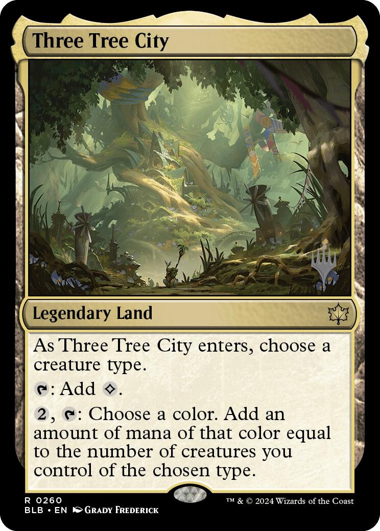 Three Tree City (Promo Pack) [Bloomburrow Promos] MTG Single Magic: The Gathering | Red Claw Gaming