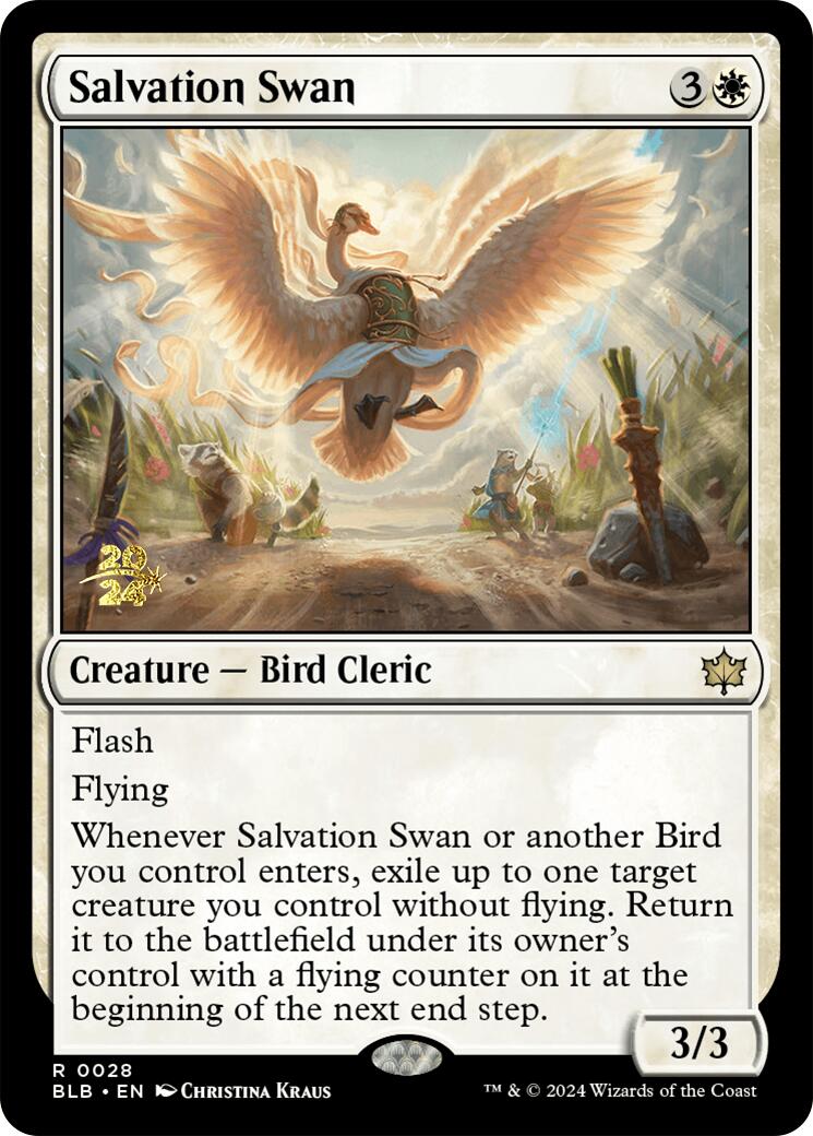 Salvation Swan [Bloomburrow Prerelease Promos] MTG Single Magic: The Gathering | Red Claw Gaming