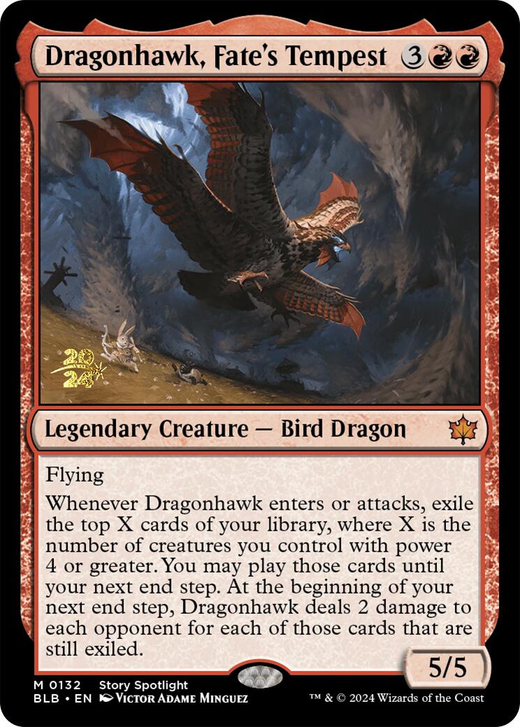 Dragonhawk, Fate's Tempest [Bloomburrow Prerelease Promos] MTG Single Magic: The Gathering | Red Claw Gaming