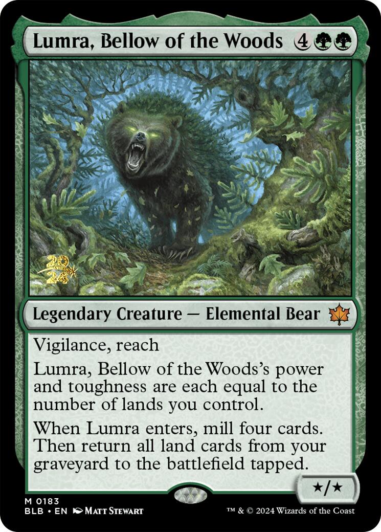 Lumra, Bellow of the Woods [Bloomburrow Prerelease Promos] MTG Single Magic: The Gathering | Red Claw Gaming