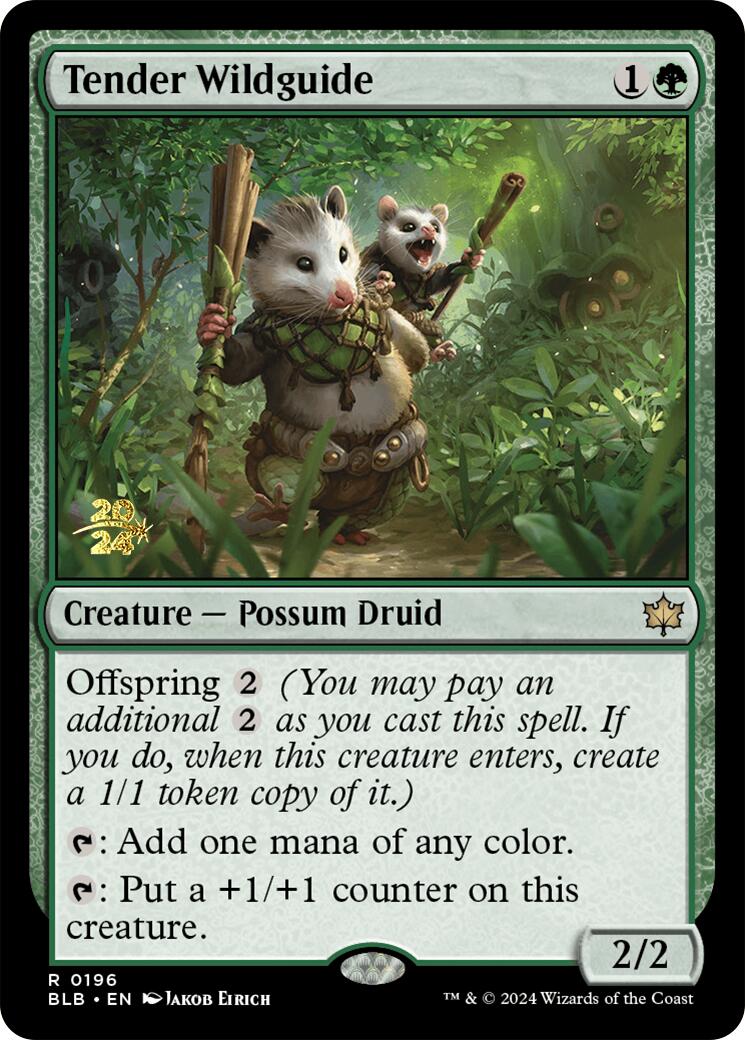 Tender Wildguide [Bloomburrow Prerelease Promos] MTG Single Magic: The Gathering | Red Claw Gaming