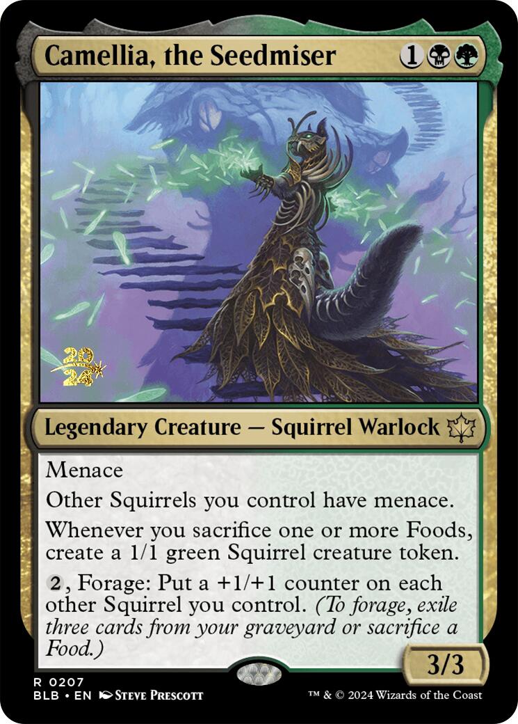 Camellia, the Seedmiser [Bloomburrow Prerelease Promos] MTG Single Magic: The Gathering | Red Claw Gaming