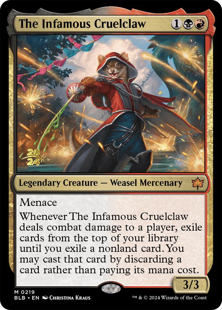The Infamous Cruelclaw [Bloomburrow Prerelease Promos] MTG Single Magic: The Gathering | Red Claw Gaming