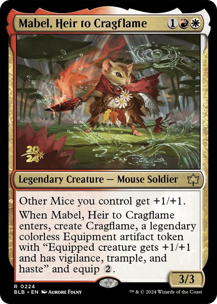 Mabel, Heir to Cragflame [Bloomburrow Prerelease Promos] MTG Single Magic: The Gathering | Red Claw Gaming