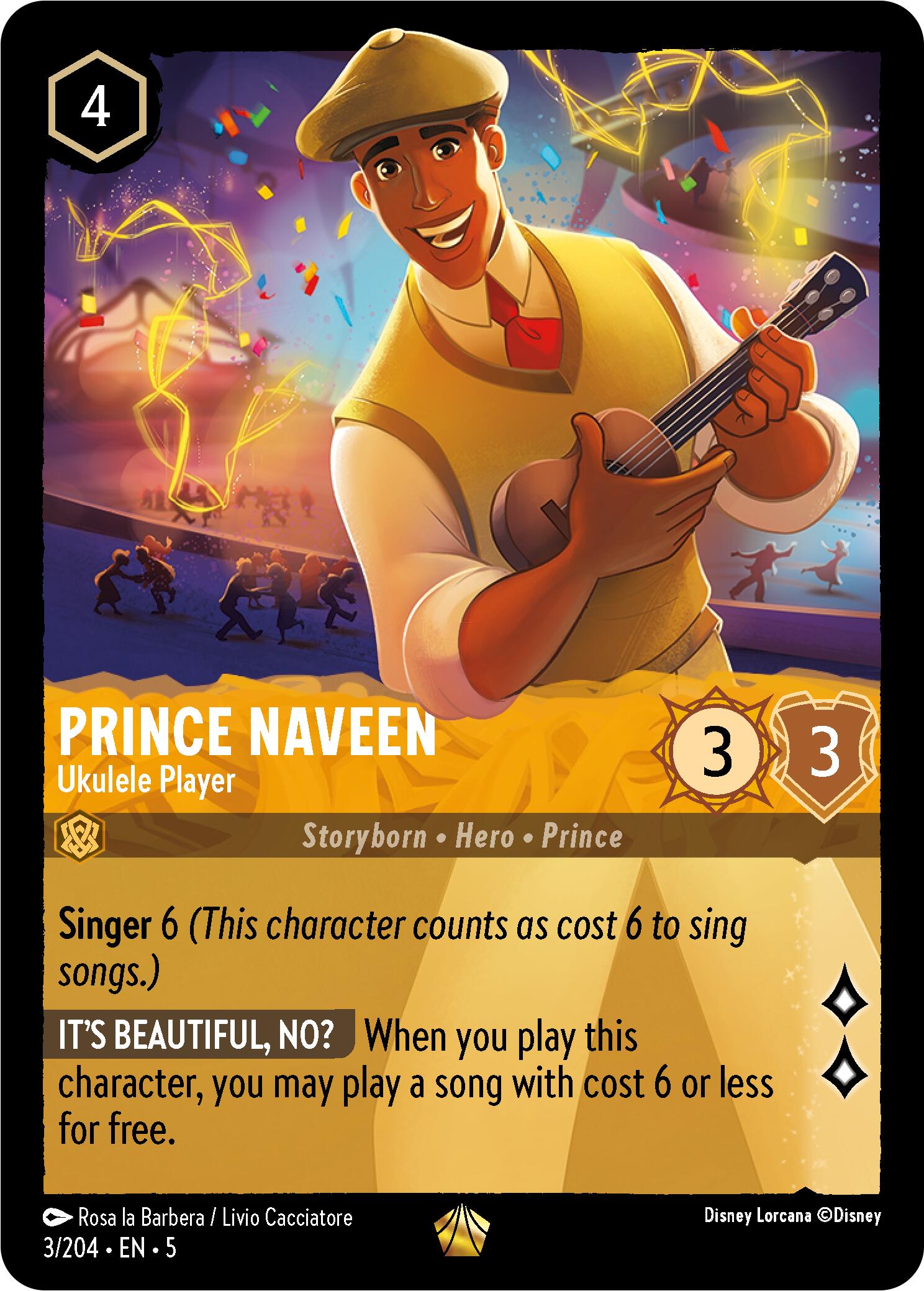 Prince Naveen - Ukulele Player (3/204) [Shimmering Skies] Lorcana Single Disney    | Red Claw Gaming